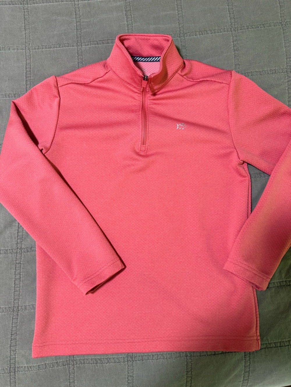 Youth Southern Tide Coral Quarter-Zip Long Sleeve Tee